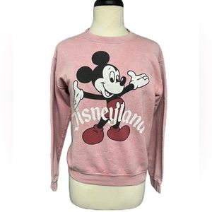 Mickey Mouse Disney Parks Sweatshirt Sz Small Disneyland Pink Crew Neck Womens